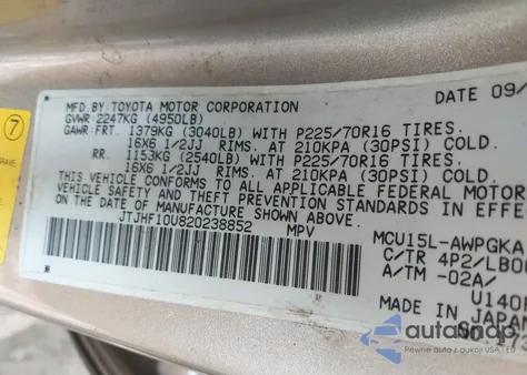 2002 Lexus Rx 300 из США, поврежденный, VIN JTJHF10U820238852